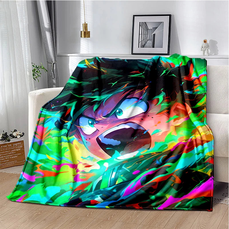 3D Cartoon My Hero Academia Deku Bakugou  Anime Blanket,Soft Throw Blanket for Home Bedroom Bed Sofa Travel Picnic Cover Kids