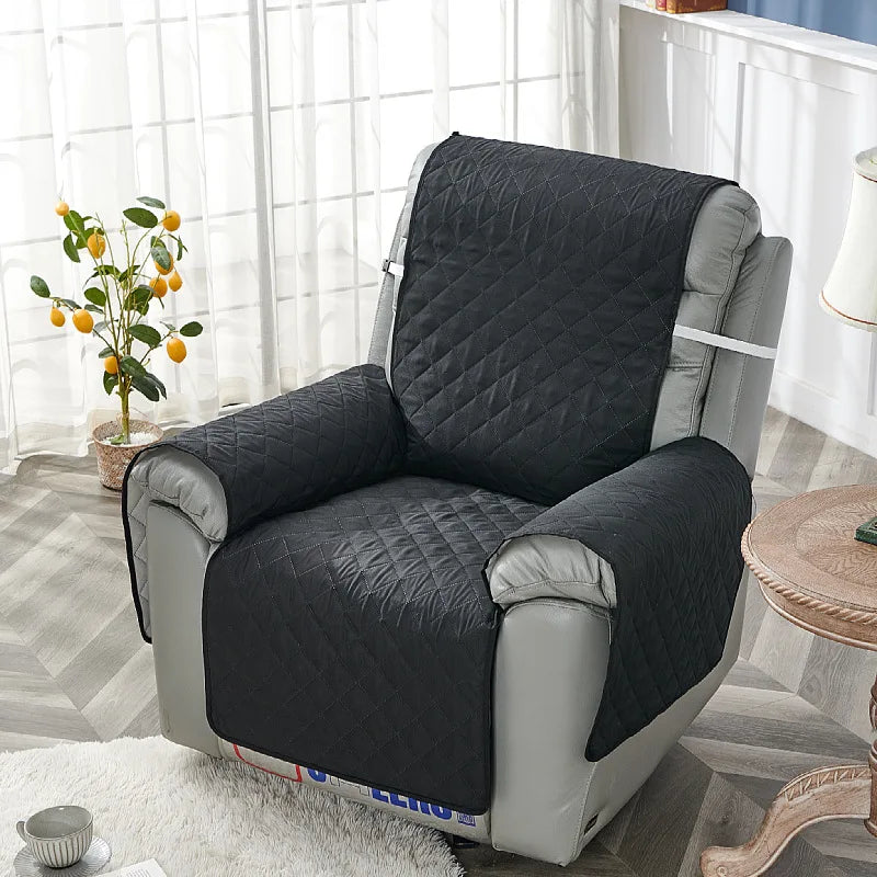 Anti-slip Recliner Chair Cover Solid Color Quilted Seat Slipcover Anti-wear Relax Armchair Coushion for Living Room Home
