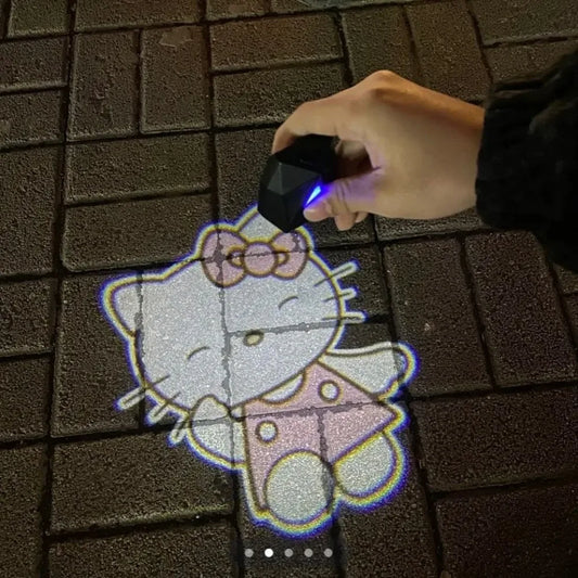 Hello Kitty Electric Bike Decoration Light Car Dynamic Projection Welcome Lamp Cute Girl Scooter Light Anime Bicycle Accessory