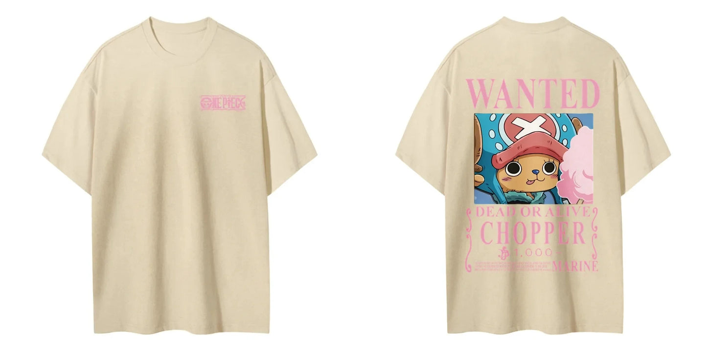 One Piece Men's Women's T-shirt Tony Tony Chopper Japan Anime Punk Tee Summer Spring Boy's Short Sleeves Parent-child Outfits