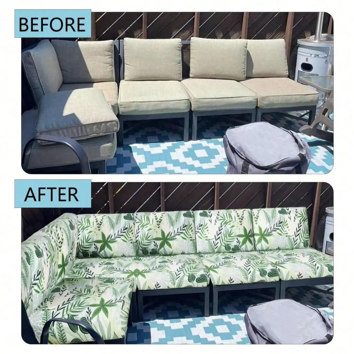 Outdoor Tropical Print Sofa Cushion Covers - Non-Slip Furniture Protectors, Replacement for Individual Seat Cushions