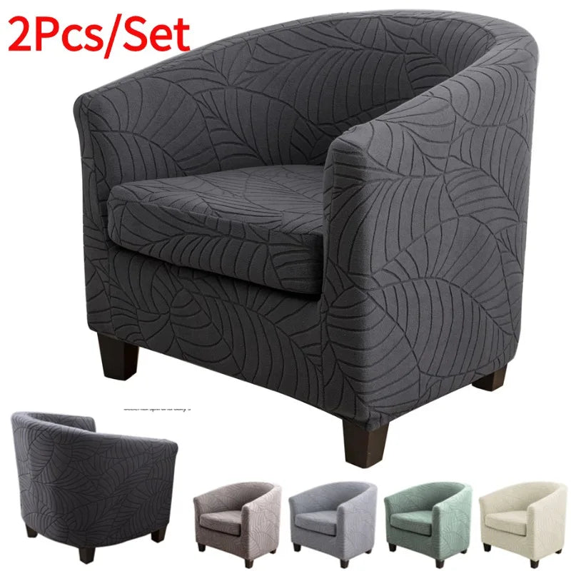 Leaves Jacquard Tub Chair Cover Anti-dirt Stretch Armchair Slipcover All-inclusive Single Club Sofa Cushion for Living Room