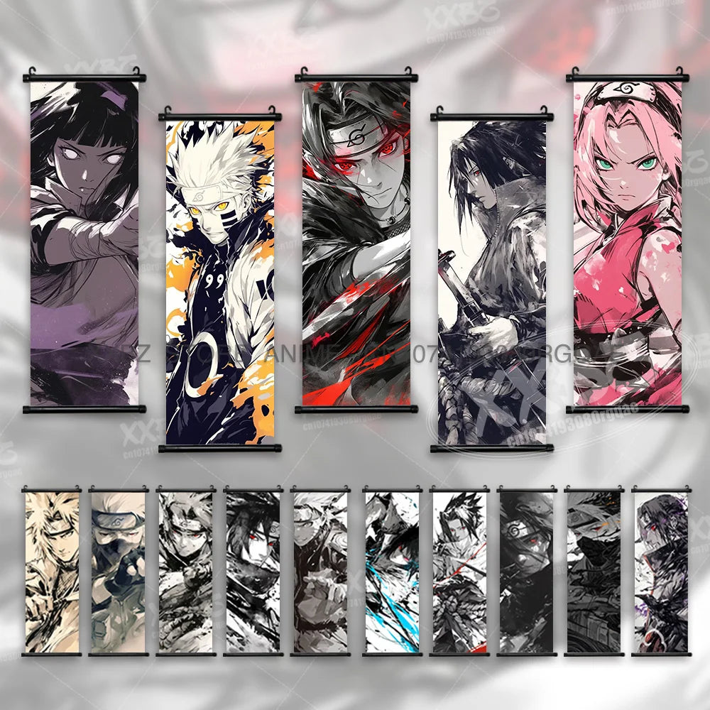 Naruto Home Decoration Scrolls Picture Hyuga Hinata Anime Canvas Wall Art Interior Hanging Painting Uchiha Itachi Figures Poster