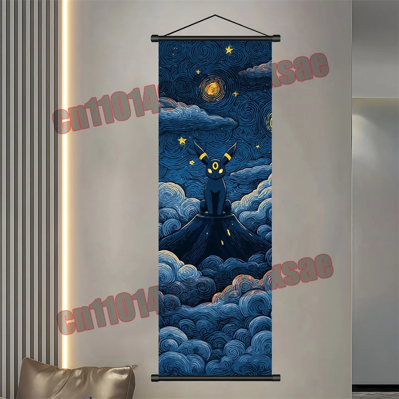 Printed Pokemon Poster, Anime Wall Artwork, Gengar Eevee Pikachu Images, Scroll Paintings, Retro Artist Home Living Room Decor