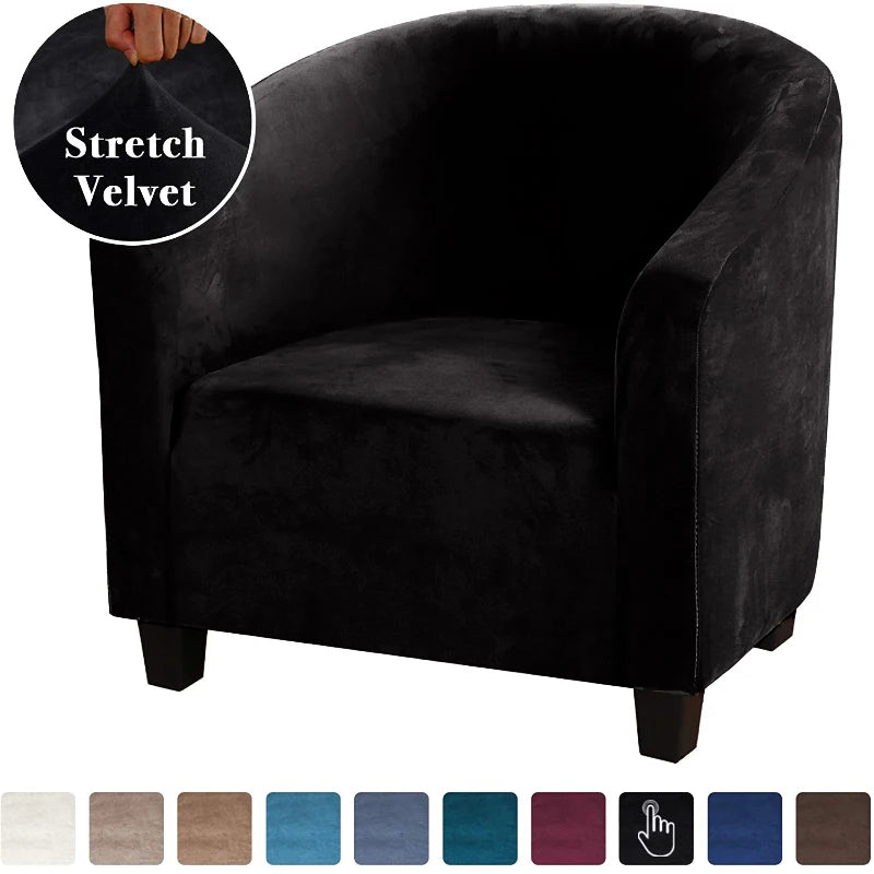 High Stretch Sofa Cover Velvet Tub Chair Cover Skid Resistance Furniture Protector Stretch Fabric Super Soft Couch Slipcover