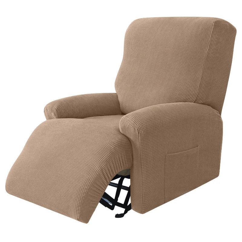 Recliner Sofa Cover Lazy Chair Solid Color Cushion Cover Stretch Spandex Couch Slipcovers Non Slip Armchair Slipcovers 4pcs/set