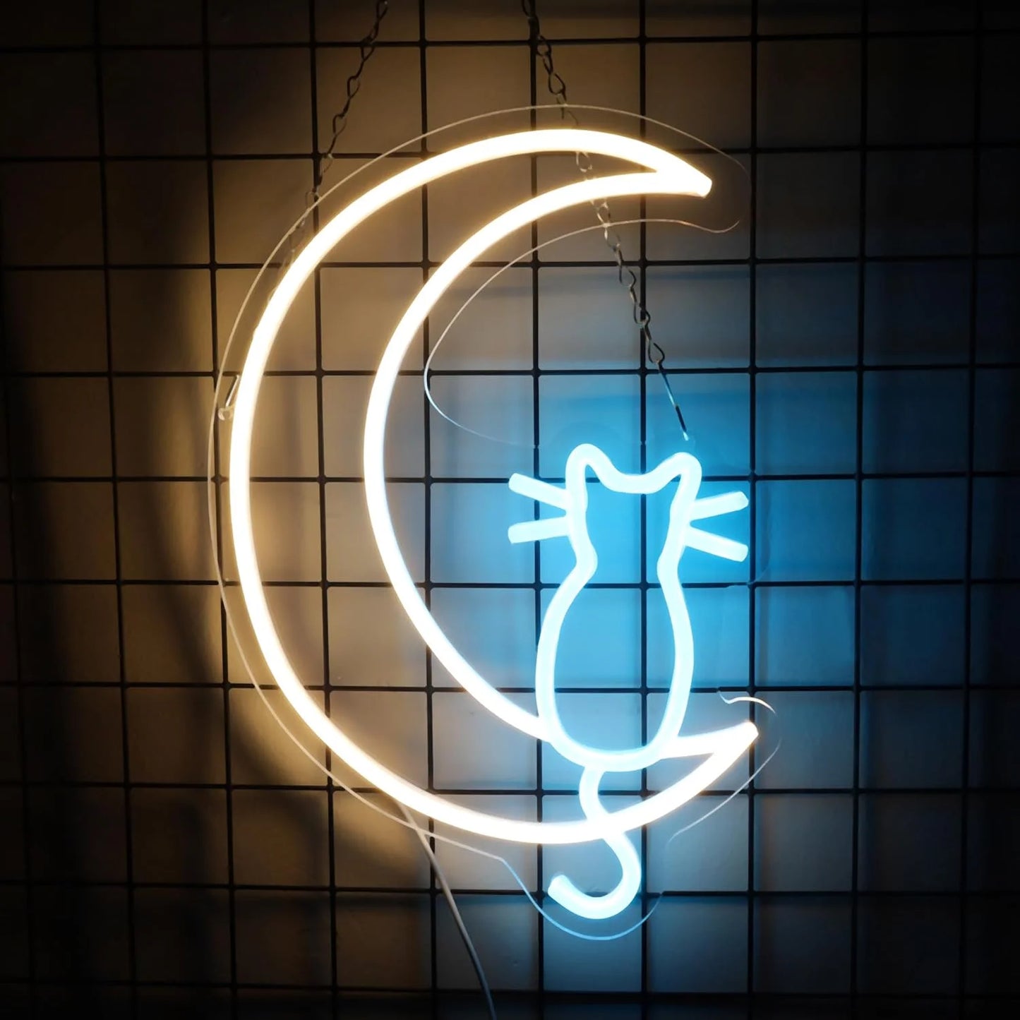 Anime Cat & Moon Neon Sign Personalized Neon Signs for Room Wall Decor LED Night Lights Home Decor Lights  Gift for Girls Boys