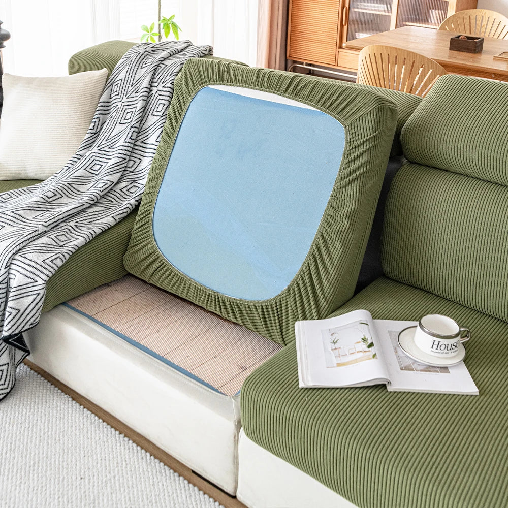 New Thicken Jacquard Sofa Seat Cushion Covers Solid Colors Striped Sofa Covers for Living Room Sectional Couch Covers Removable