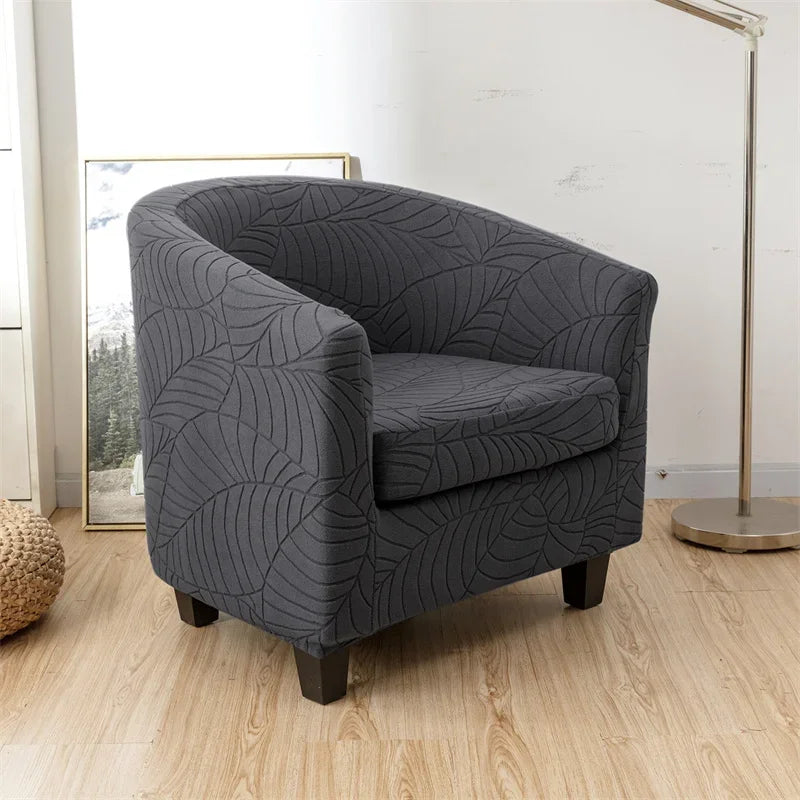 Leaves Jacquard Tub Chair Cover Anti-dirt Stretch Armchair Slipcover All-inclusive Single Club Sofa Cushion for Living Room