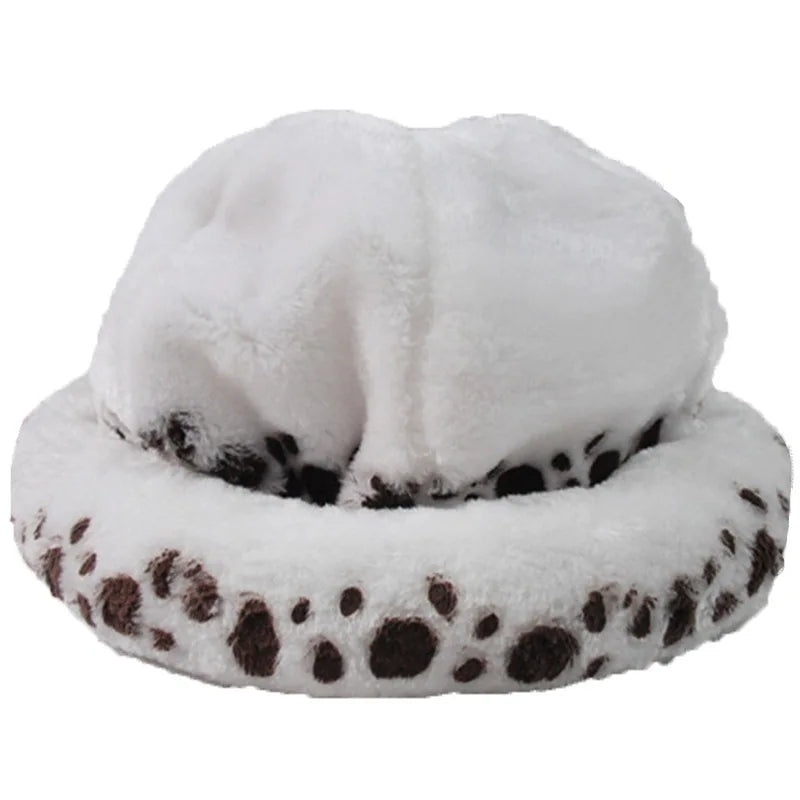 Anime Eternal Memory Trafalgar Law Hat Cosplay Costumes Unisex White Spot Plush Cap Accessories Prop Collection Gift Halloween