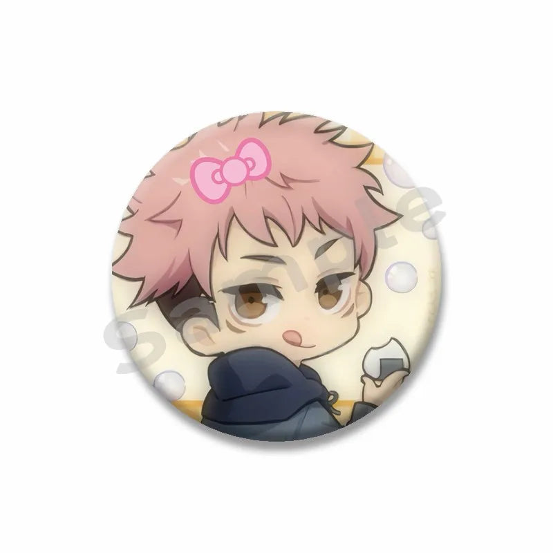 Anime Character Yuji Itadori Enamel Pins Tinplate Snap-in Brooches on Backpack Cartoon Cosplay Badge Accessories Jewelry Gifts