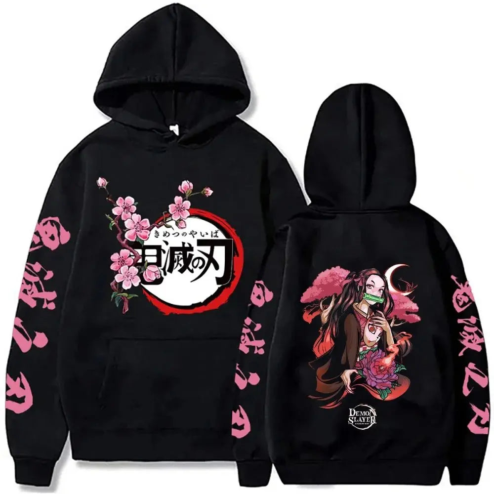 Oversized Demon Slayer Anime Hoodie Men Women Pullover Sweatshirt Graphic Print Streetwear Autumn Winter Long Sleeve Top Y2k