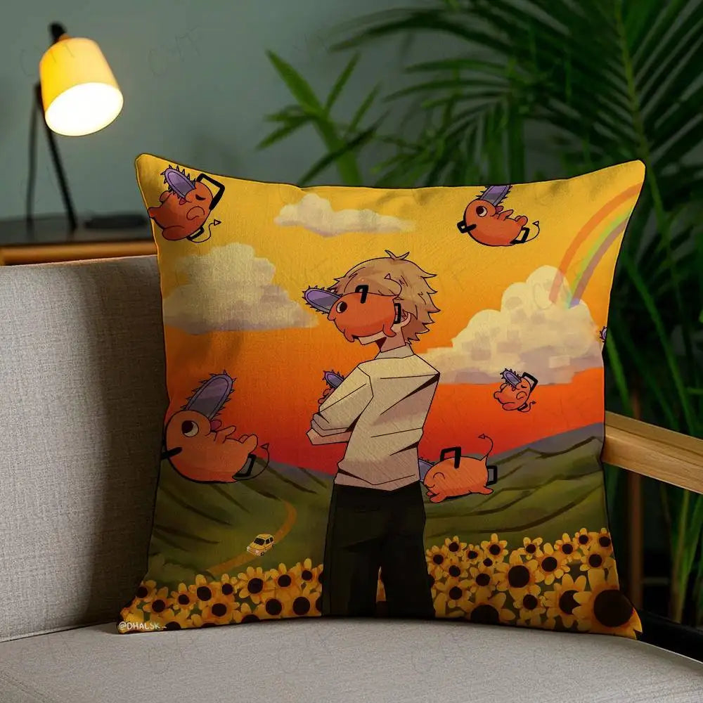 Hot comics Chainsaw Mans Pochita Pillow Case Custom Printed Brushed Fleece Pillow, Baby Skin-Touch, Eco-Friendly Dye-Sublimation