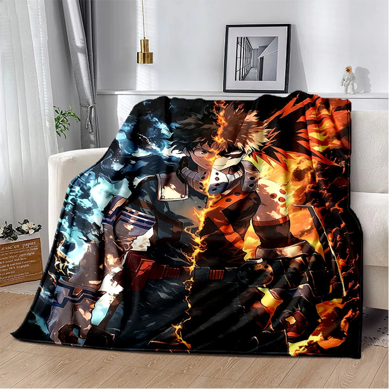 3D Cartoon My Hero Academia Deku Bakugou  Anime Blanket,Soft Throw Blanket for Home Bedroom Bed Sofa Travel Picnic Cover Kids