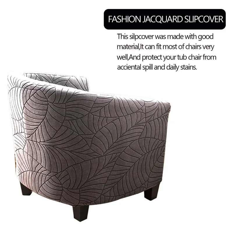 Leaves Jacquard Tub Chair Cover Anti-dirt Stretch Armchair Slipcover All-inclusive Single Club Sofa Cushion for Living Room