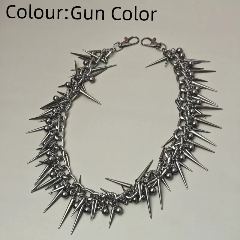 Hip Hop Rock And Roll Black Gun Plated Rivet Metal Biker Pants Chain Male Woman Fashion Rock And Roll Accessories Retro KeyChain