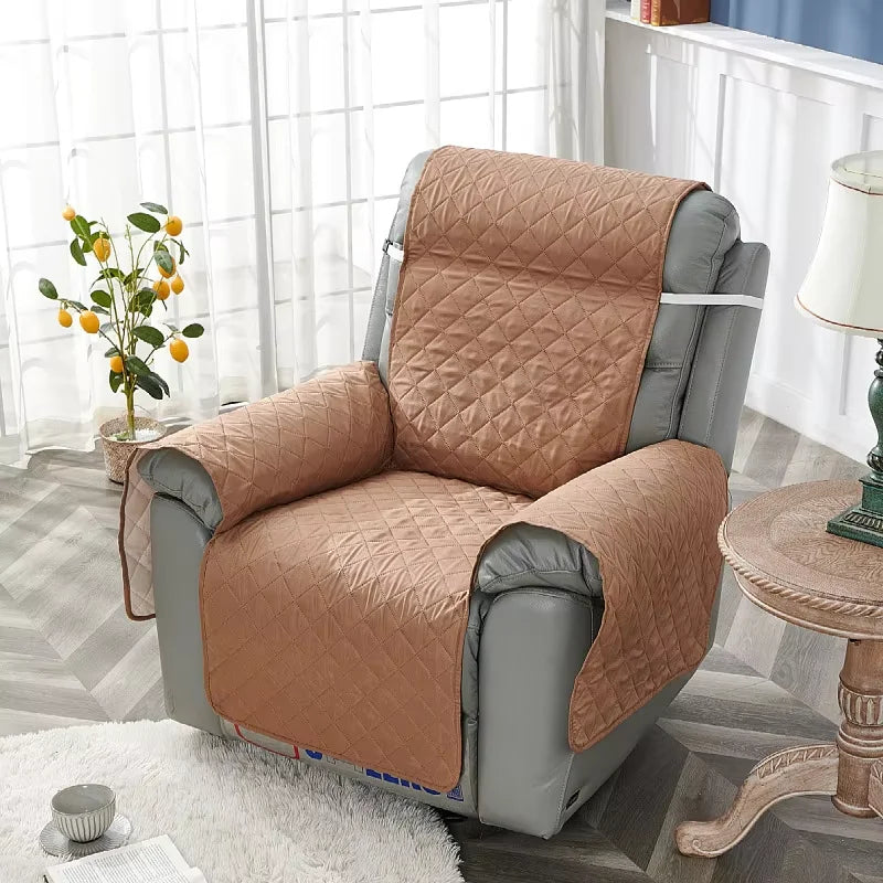 Anti-slip Recliner Chair Cover Solid Color Quilted Seat Slipcover Anti-wear Relax Armchair Coushion for Living Room Home