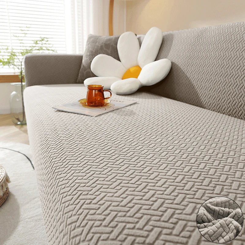 LEVIVEl Jacquard Elastic Sofa Covers Geometric ArmChair Knitted Sofa Couch Slipcovers Chair Protector For Living Room L Shaped