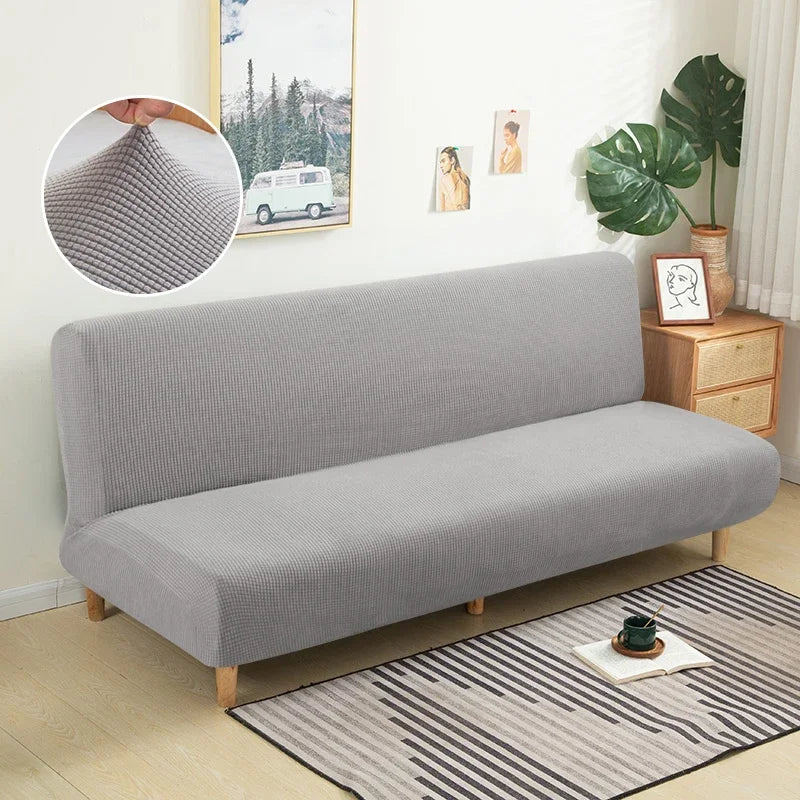 Polar Fleece Fabric Armless Futon Sofa Bed Cover Solid Without Armrest Big Elastic Folding Furniture home Decoration Bench Cover