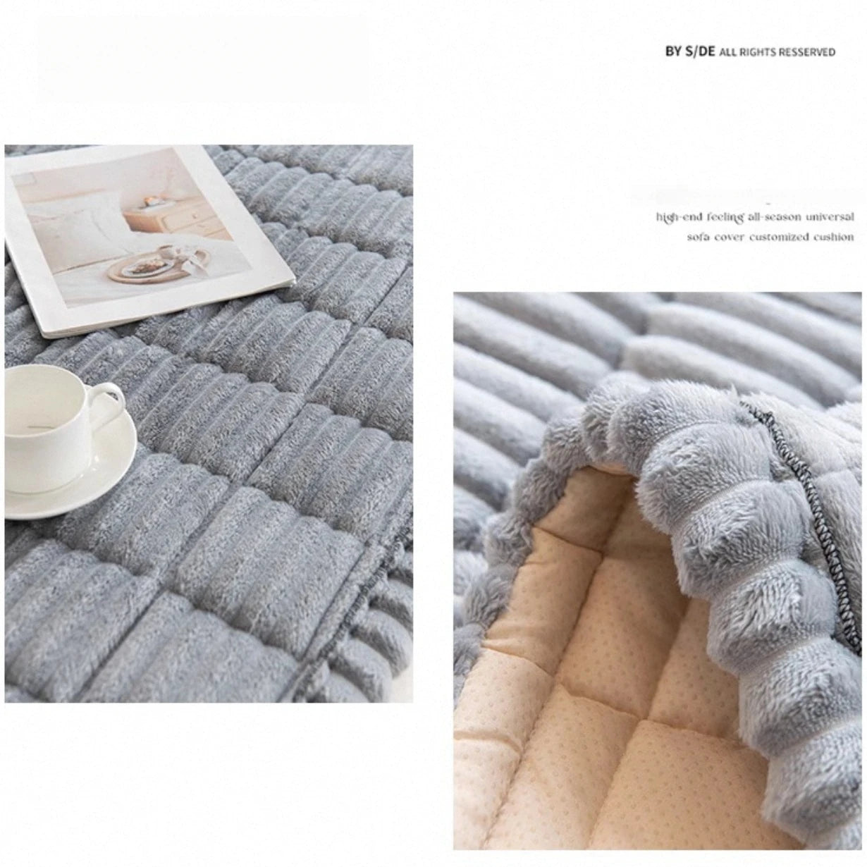 Thicken Quilting Warm Stripe Flannel Sofa Pad, for Winter Living Room Sofa Towel Multiuse Sofa Cover Slipcover