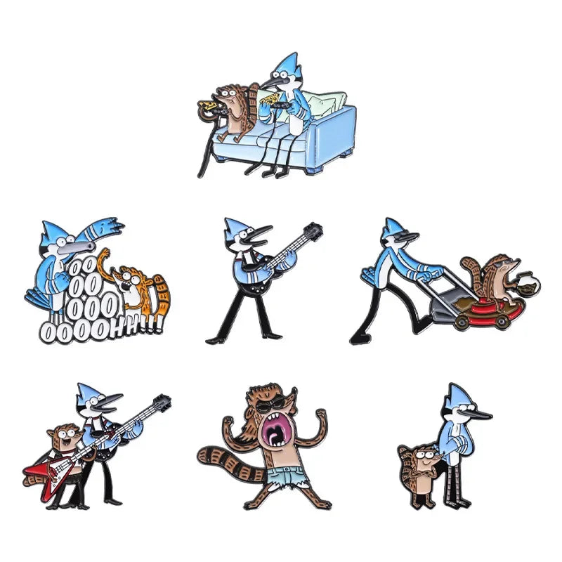 Cartoon Anime Blue Hair Brooch Metal Badge Collar Needle Clothing Accessories Chest Flower Silk Scarf Buckle Guitar Music Pin