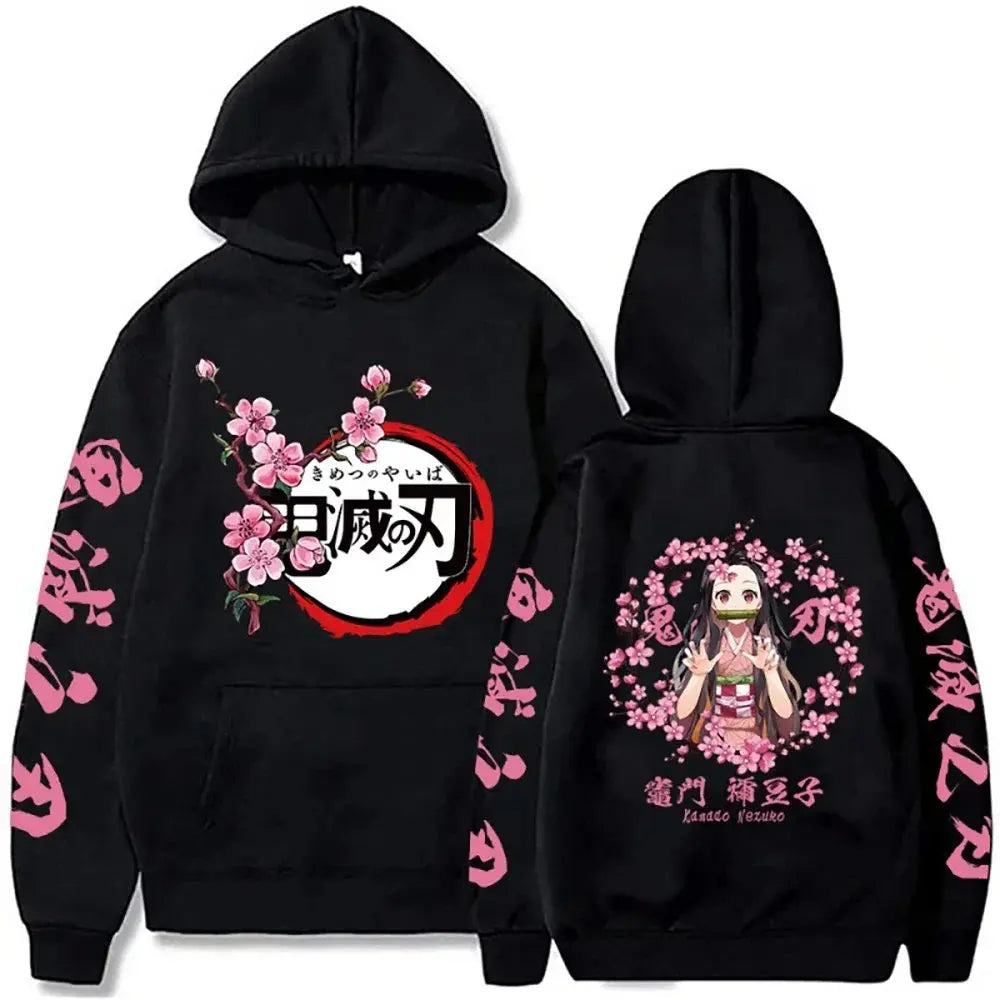 Oversized Demon Slayer Anime Hoodie Men Women Pullover Sweatshirt Graphic Print Streetwear Autumn Winter Long Sleeve Top Y2k