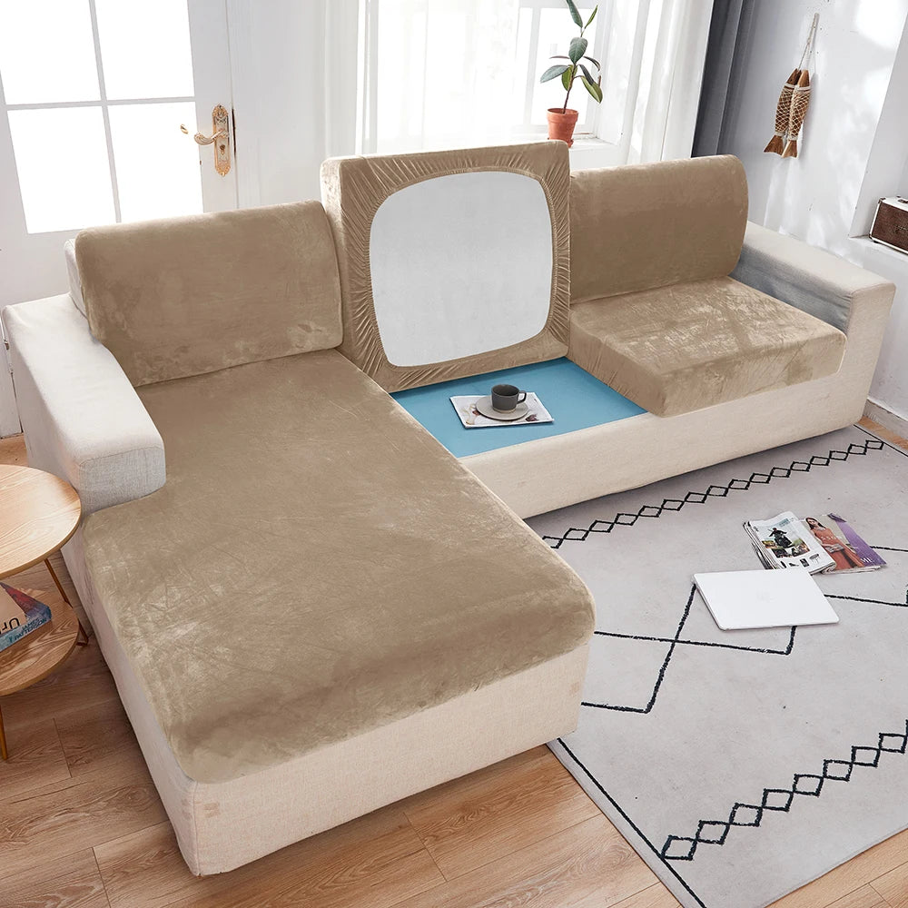1pc Plush Sofa Slipcover Anti-slip Elastic Sofa Cover for Bedroom Office Living Room Home Decor Couch Cover Furniture Protector
