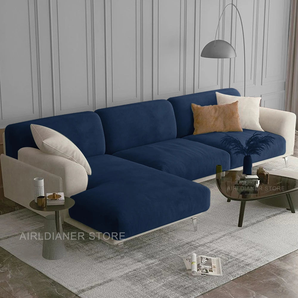Luxury Soft Velvet Sofa Seat Cover Solid Elastic Sofa Cushion Covers Separate Furniture Protector Sofa Cover Living Room Pets