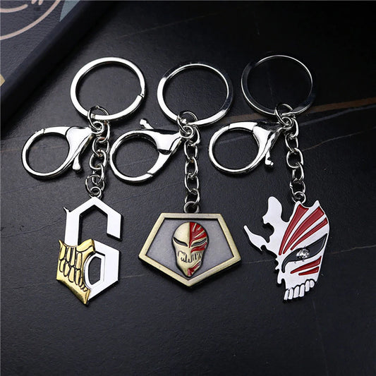 Bleach Kurosaki Ichigo Mask Keychains Anime Key Chain Metal Retro Keyring For Women Men Charm Accessories Pendant Llaveros Gifts