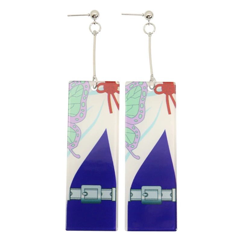 2022 Trendy Acrylic Tanjiro Earrings Demon Slayer Earrings Anime Cosplay Props Hanafuda Drop Long Earrings for Women Girls Jewel