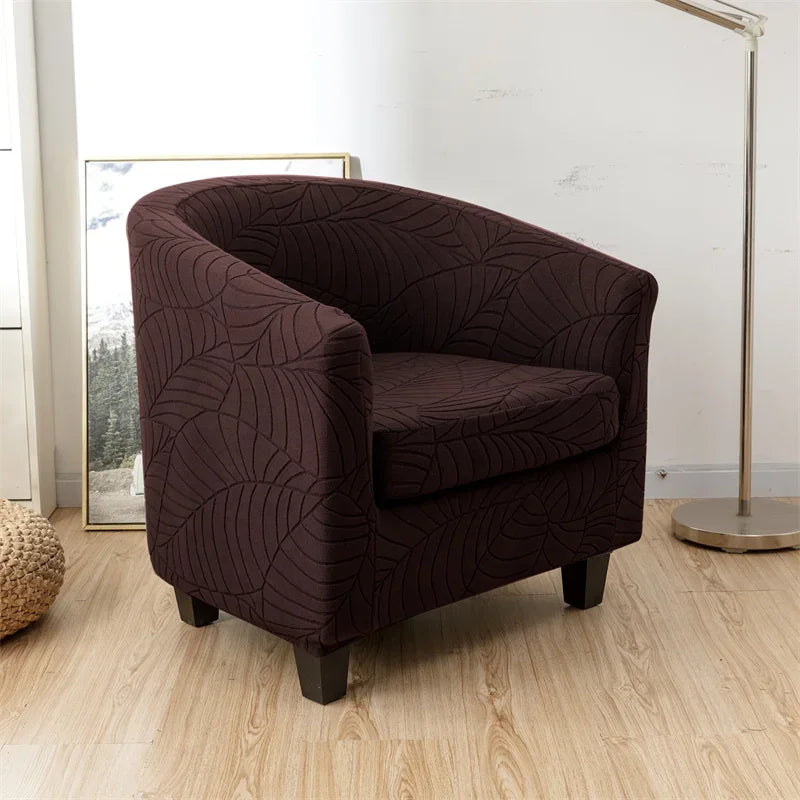 Leaves Jacquard Tub Chair Cover Anti-dirt Stretch Armchair Slipcover All-inclusive Single Club Sofa Cushion for Living Room