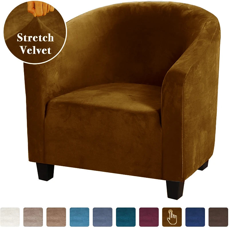 High Stretch Sofa Cover Velvet Tub Chair Cover Skid Resistance Furniture Protector Stretch Fabric Super Soft Couch Slipcover