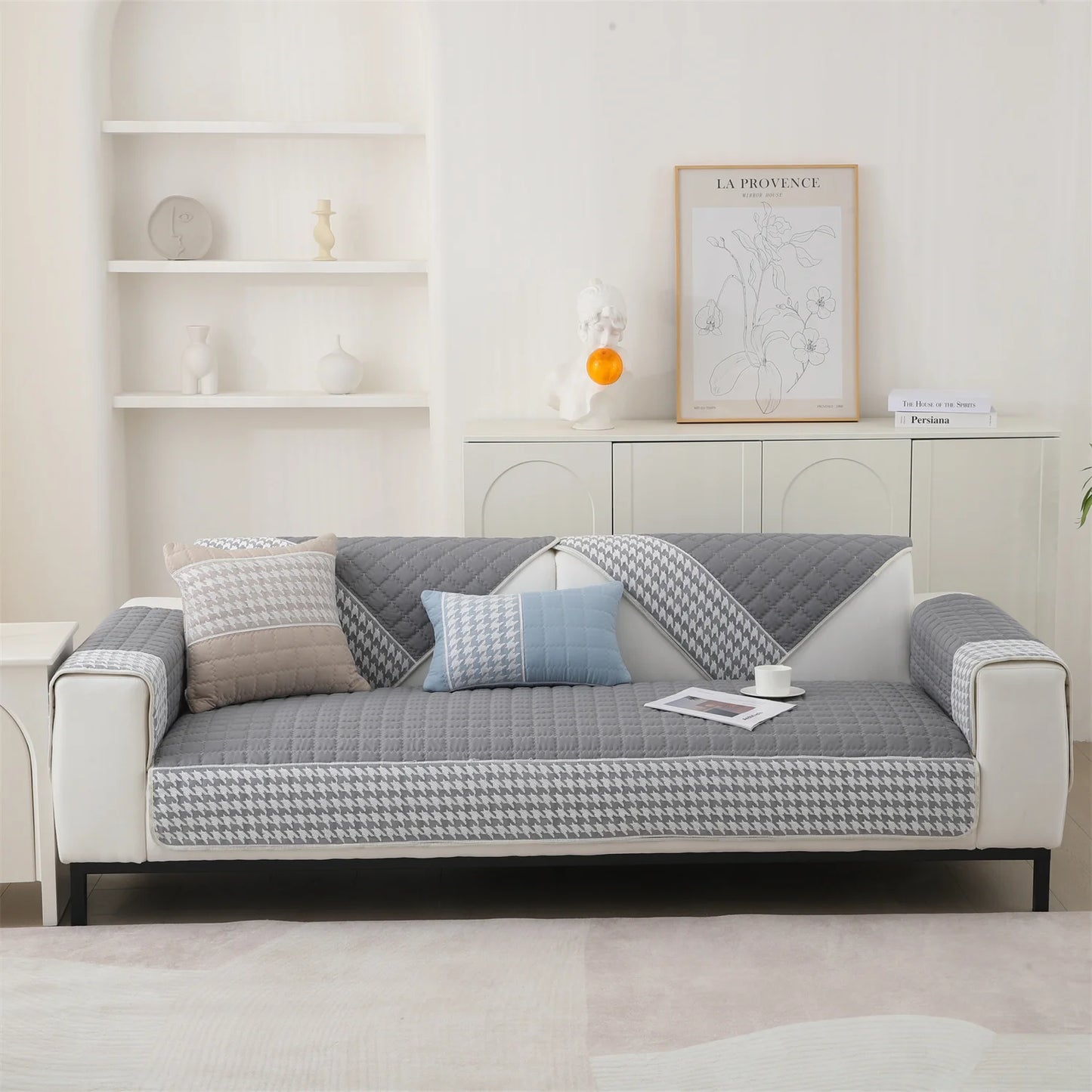 Houndstooth Lace Docor Quilting Sofa Coushion Cover Anti-Slip Sofa Slipcovers for Living Room Couch Seat covers Pet Friendly