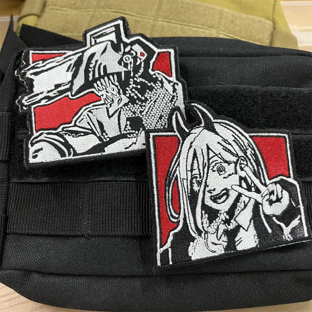 Chainsaw Man Anime Patch Power Hayakawa Autumn Label Embroidery Patches Hook and Loop Metal Tactical Military Backpack Badges