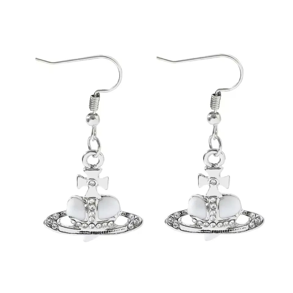 Anime Oosaki Nana Cosplay Saturn Planet Earrings Aesthetic Cubic Zircon Heart Silver Plated Drop Earring Jewelry for Girls