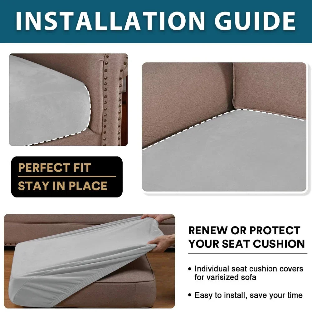 Velvet Sofa Cushion Covers for Living Room Plush Sofa Seat Cover Soft Stretch Sofas Couch Slipcover Furniture Protector