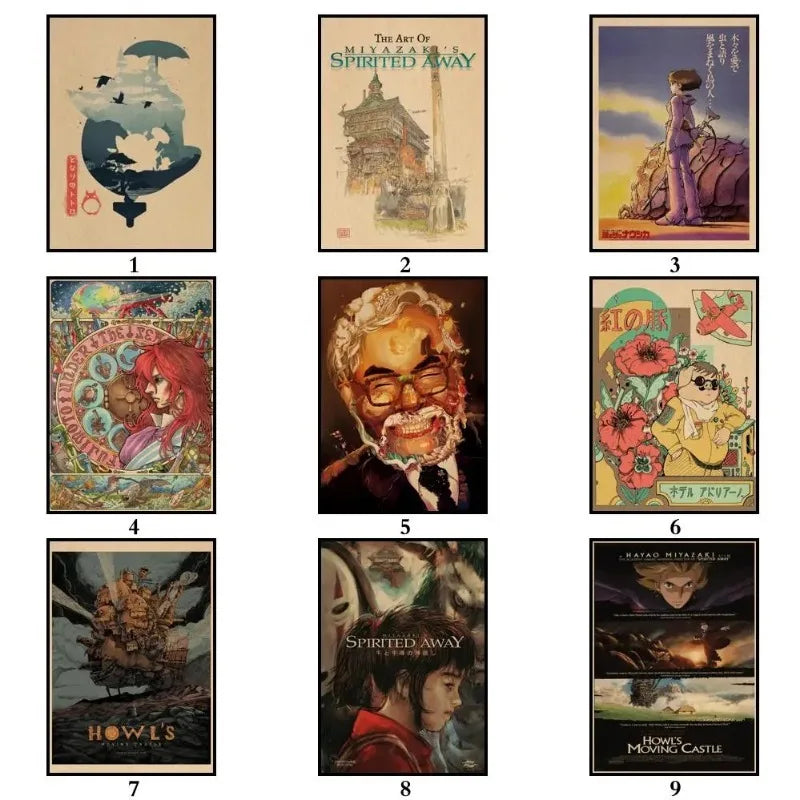 Retro Miyazaki Hayao Movie Murals Studio Ghibli Canvas Paintings Anime Art Decoration Modern Religious Muslim Murals
