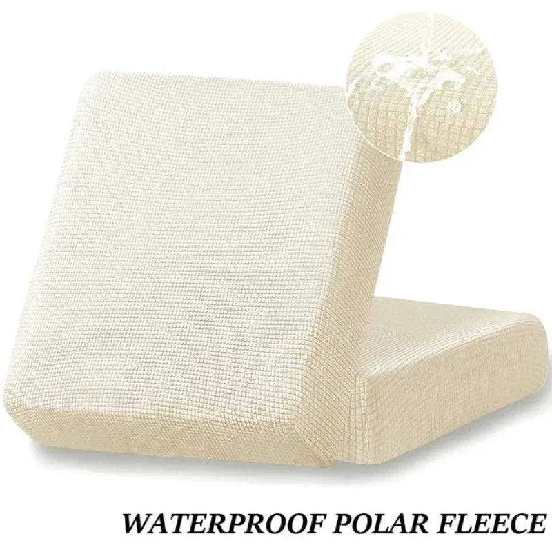 Waterproof Sofa Seat Cushion Cover Jacquard Polar Fleece Sofa Covers Elastic Removable Couch Cover Pets Kids Furniture Protector