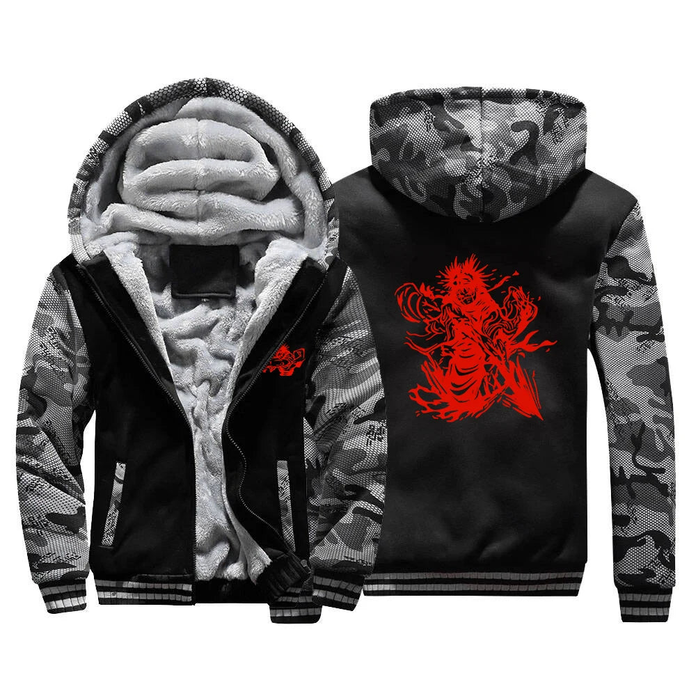 Jujutsu Kaisen CHOSO Men's thick fleece hoodie with printed pattern, soft inner lining for added warmth and style
