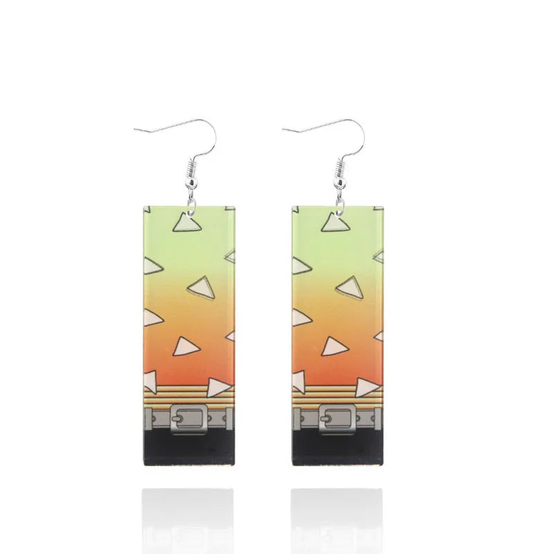 Creative Anime Acrylic Earrings For Women Demon Layer Butterfly Tanjiro Ear Drop Trendy Fans Cosplayer Jewelry Accessories Gifts