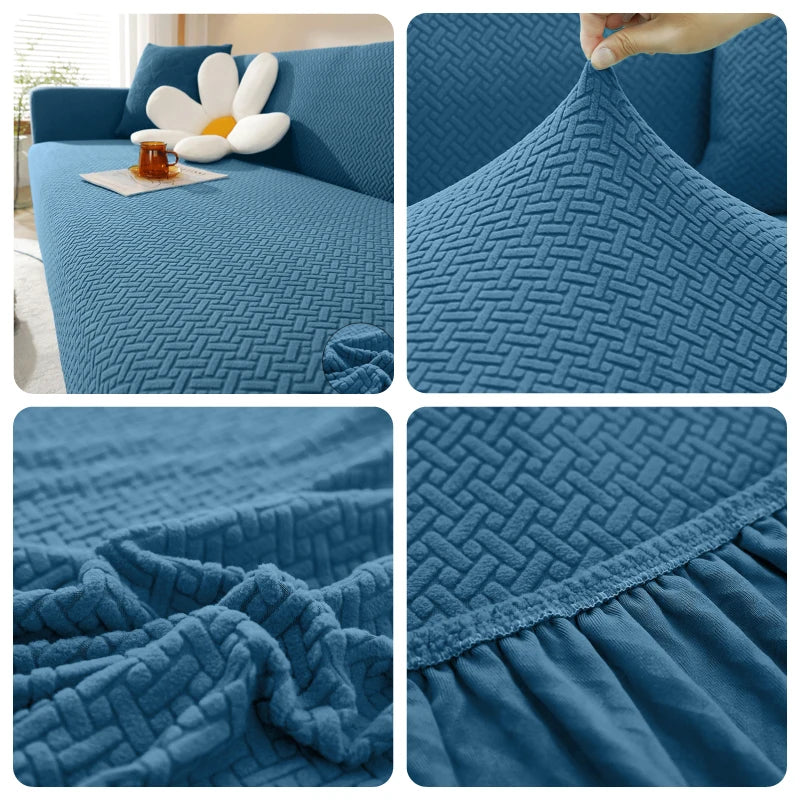 LEVIVEl Jacquard Elastic Sofa Covers Geometric ArmChair Knitted Sofa Couch Slipcovers Chair Protector For Living Room L Shaped