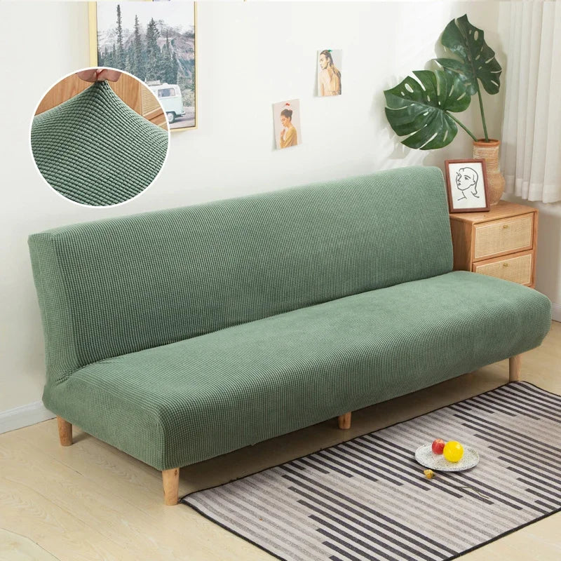 Polar Fleece Fabric Armless Futon Sofa Bed Cover Solid Without Armrest Big Elastic Folding Furniture home Decoration Bench Cover