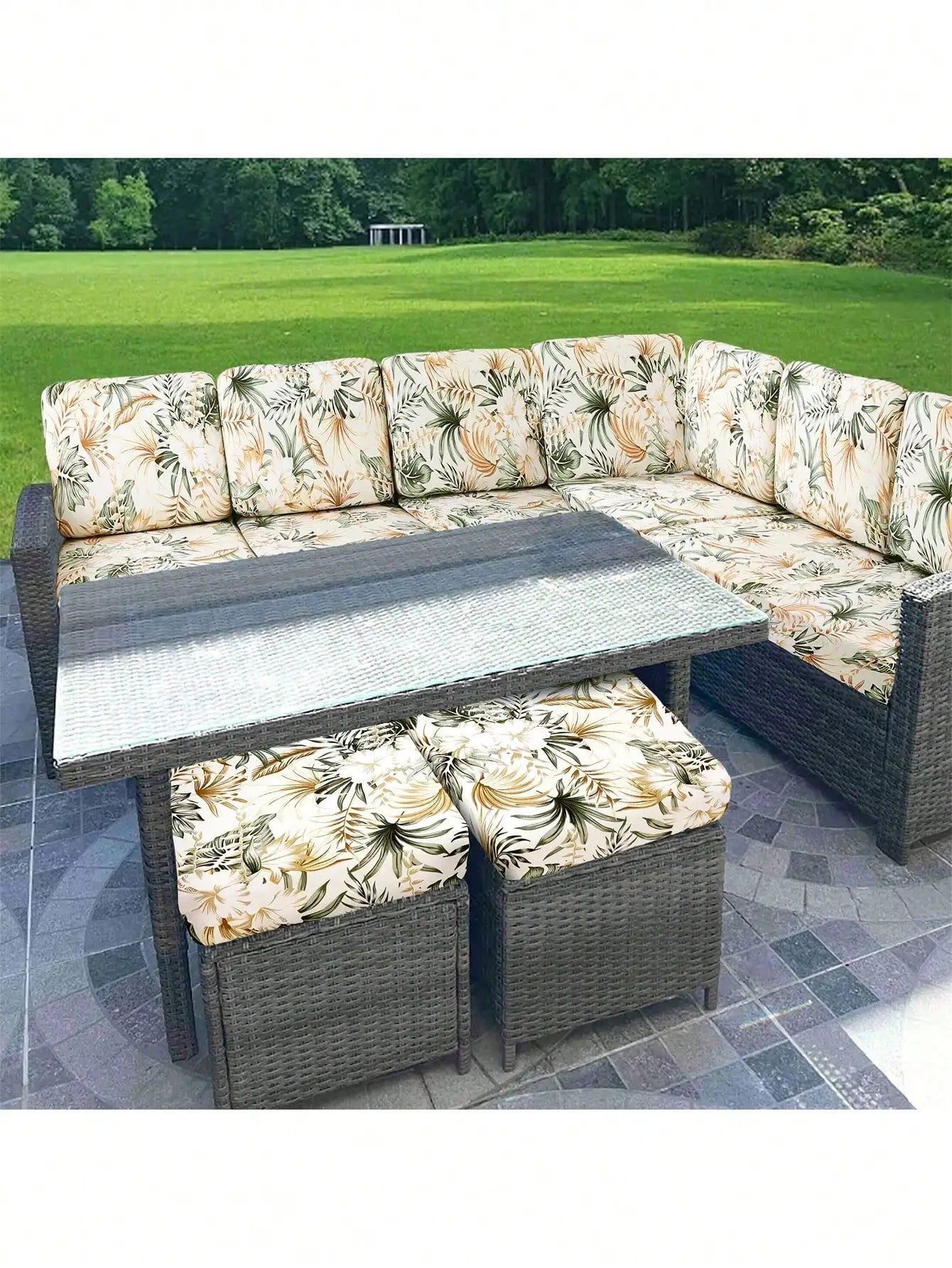Outdoor Tropical Print Sofa Cushion Covers - Non-Slip Furniture Protectors, Replacement for Individual Seat Cushions