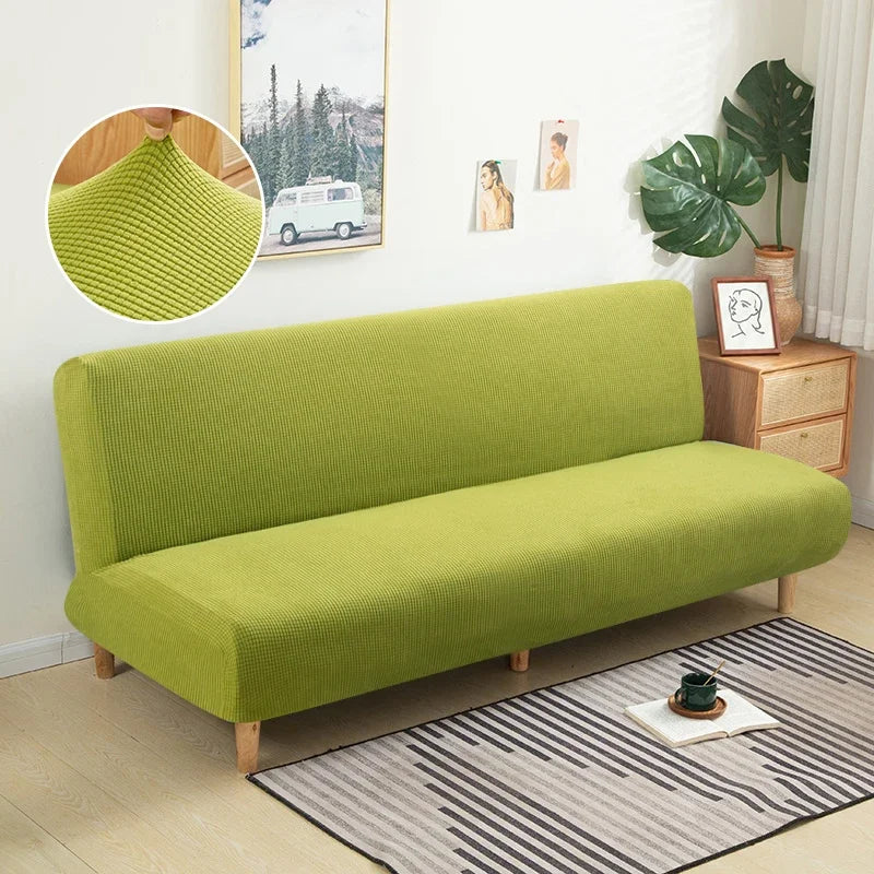 Polar Fleece Fabric Armless Futon Sofa Bed Cover Solid Without Armrest Big Elastic Folding Furniture home Decoration Bench Cover
