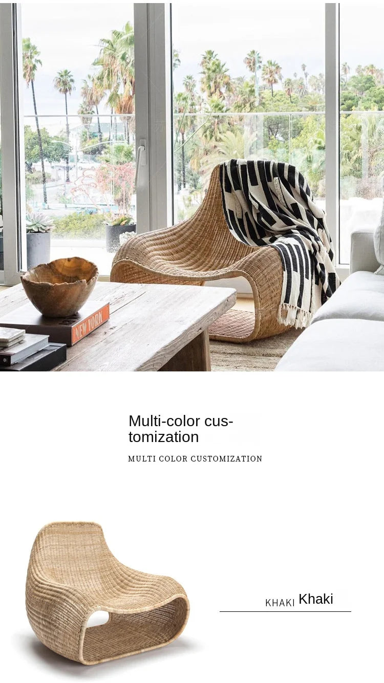 Joylive Leisure Chair Outdoor Garden Rattan Chair Rattan Sofa Single Sofa Chair for Living Room and Outdoor