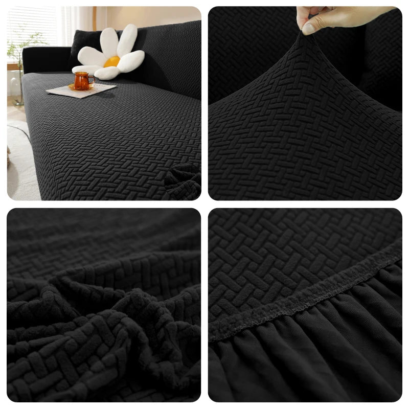 LEVIVEl Jacquard Elastic Sofa Covers Geometric ArmChair Knitted Sofa Couch Slipcovers Chair Protector For Living Room L Shaped