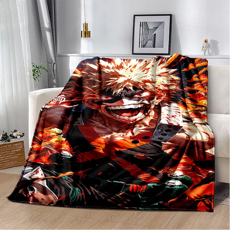 3D Cartoon My Hero Academia Deku Bakugou  Anime Blanket,Soft Throw Blanket for Home Bedroom Bed Sofa Travel Picnic Cover Kids