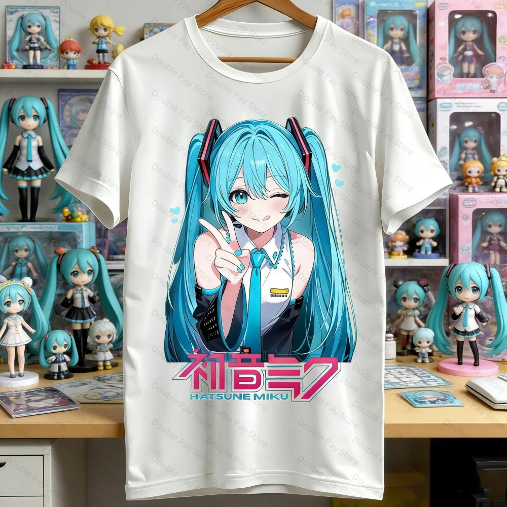 Kawaii Miku T-Shirt Cute Vocaloid Anime Graphic Tee Casual Short Sleeve Tops for Teen Girls Women Men's Shirts Woman t-shirts