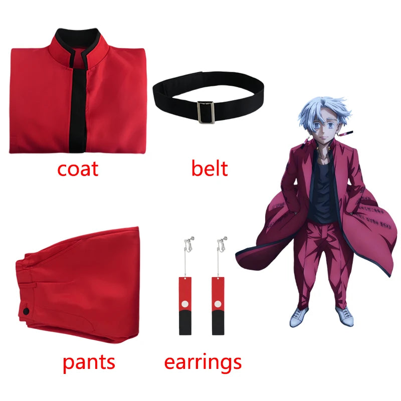 Anime Izana Kurokawa Cosplay Costumes Tokyo Cosplay Revengers Red Uniform Earring Coat Izana Kurokawa Halloween Carnival Cos Men