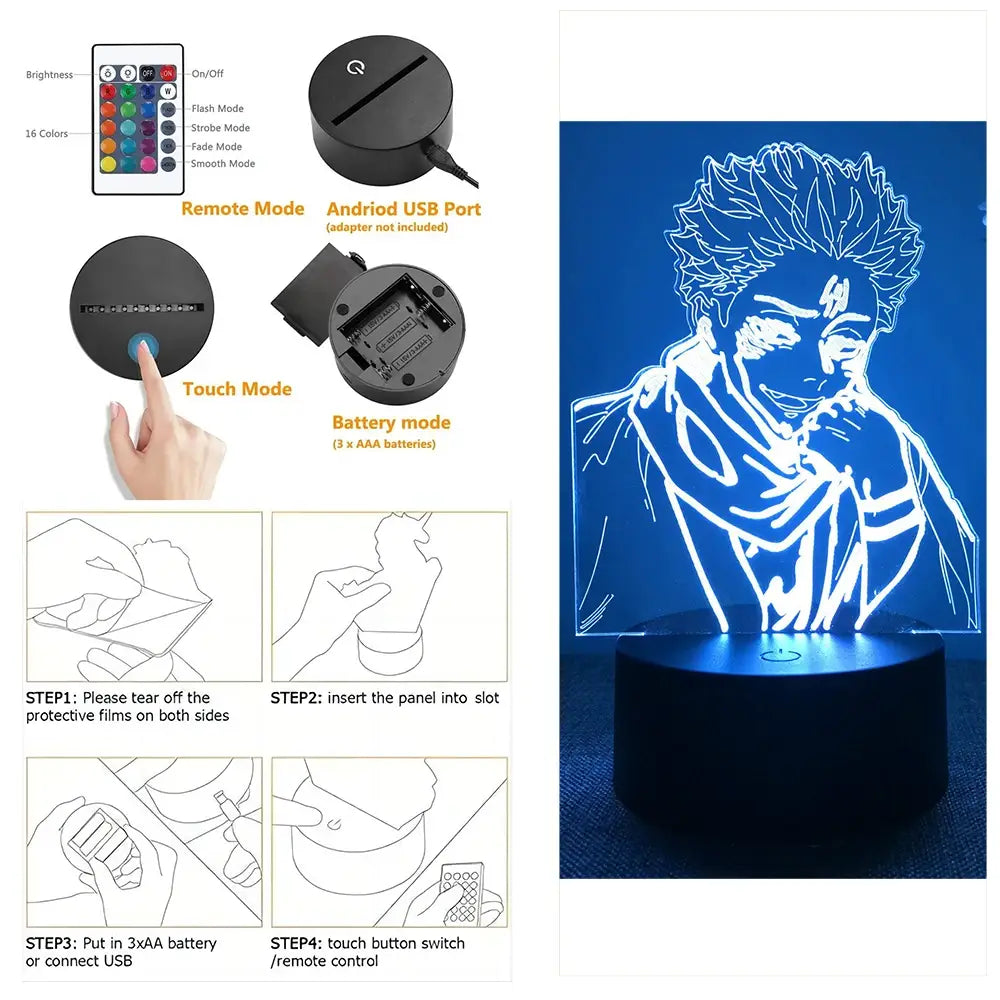 Jujutsu Kaisen Gojo 3D LED Lamp – RGB Desk Light